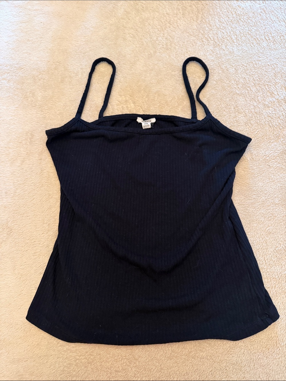Garage Black Ribbed Spaghetti Strap Cami